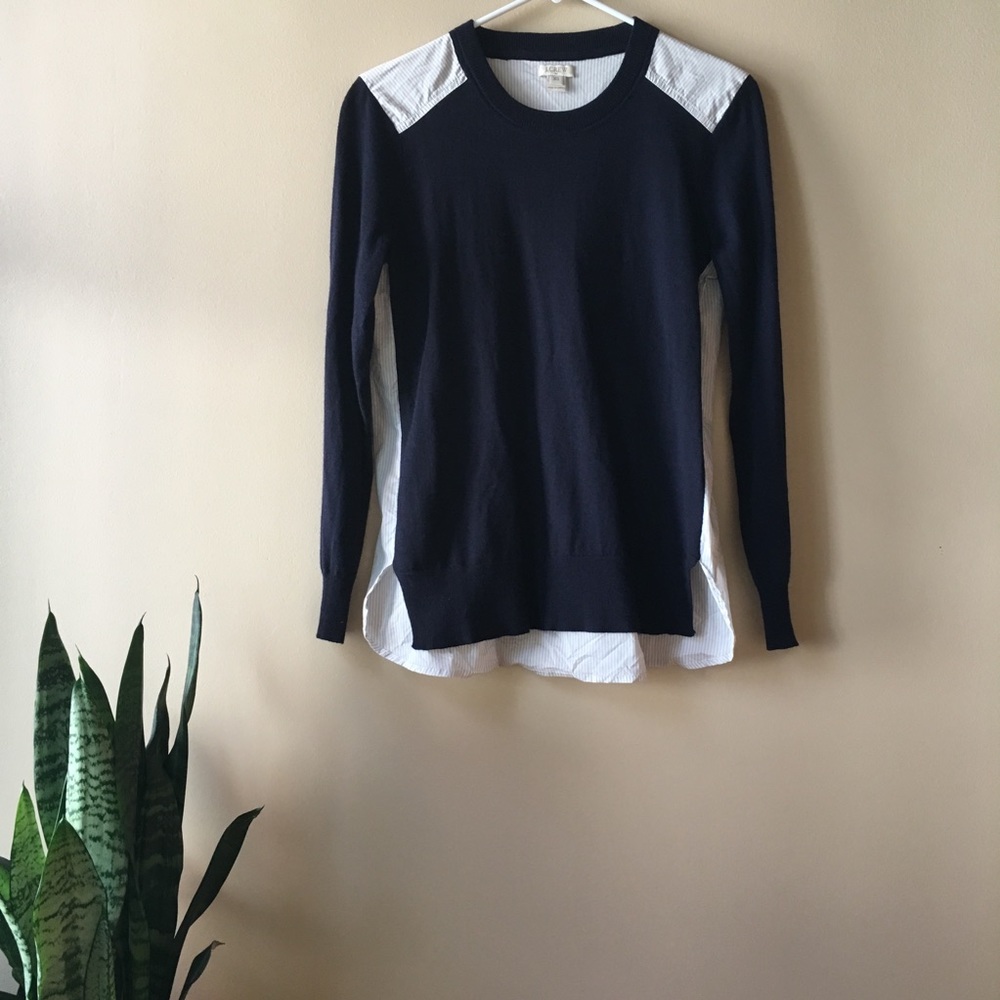 J Crew Merino Wool Mixed Media Sweater